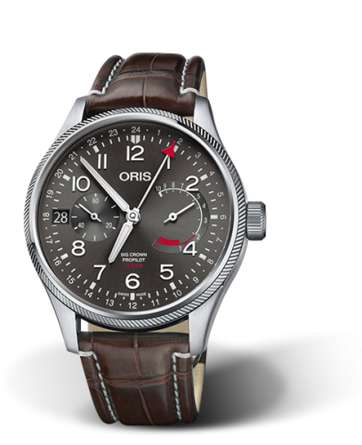 Oris Big Crown ProPilot Calibre 114 Paslanmaz Çelik / Gri / Alligator 44mm, referans 01 114 7746 4063-Set 1 22 72FC