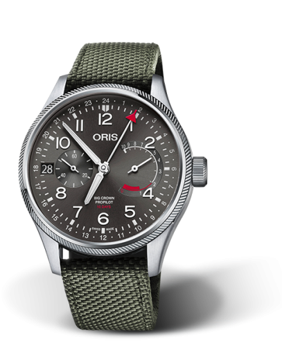Oris Big Crown ProPilot Calibre 114 Paslanmaz Çelik / Gri / Textile 44mm, referans 01 114 7746 4063-Set 5 22 14FC