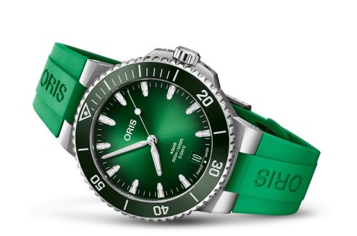Oris Aquis Date Calibre 400 43.5 Paslanmaz Çelik / Yeşil / Kauçuk, referans 01 400 7790 4157-07 4 23 47EB