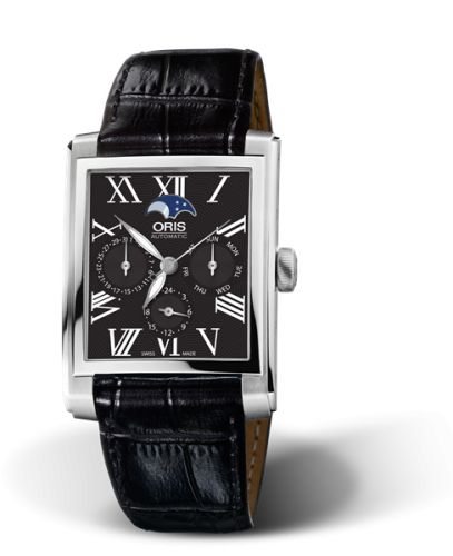 Oris Rectangular Complication Paslanmaz Çelik / Siyah - Roman, referans 01 582 7658 4074-07 5 23 71FC