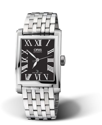 Oris Rectangular Date 30 Paslanmaz Çelik / Siyah - Roman / Bilezik, referans 01 583 7657 4074-07 8 21 82