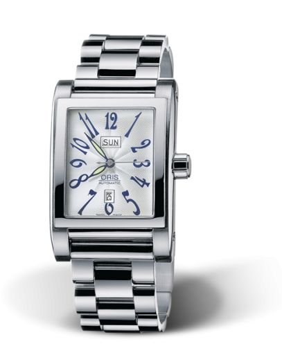 Oris Rectangular Day Date 30 Paslanmaz Çelik / Gümüş / Bilezik, referans 01 585 7525 4061-07 8 20 68
