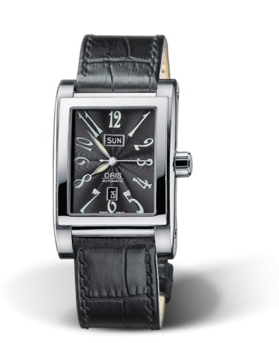 Oris Rectangular Day Date 30 Paslanmaz Çelik / Siyah, referans 01 585 7525 4064-07 5 20 44FC