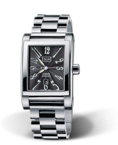 Oris Rectangular Day Date 30 Paslanmaz Çelik / Siyah / Bilezik, referans 01 585 7525 4064-07 8 20 68