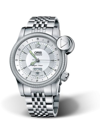 Oris Flight Timer² Day Date Paslanmaz Çelik / Siyah / Leather 42mm, referans 01 635 7568 4061-07 8 21 61