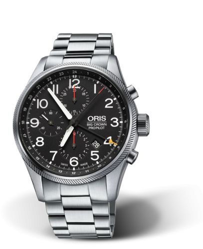 Oris Big Crown ProPilot Chronograph GMT Paslanmaz Çelik / Siyah 44mm, referans 01 677 7699 4164-07 8 22 19