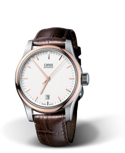 Oris Classic Date 37 Paslanmaz Çelik - Pembe Altın / Gümüş, referans 01 733 7578 4351-07 5 18 10