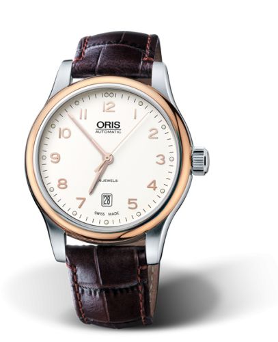 Oris Classic Date 42 Paslanmaz Çelik - Pembe Altın / Gümüş, referans 01 733 7594 4391-07 5 20 12