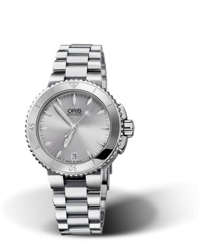 Oris Aquis Date 36 Paslanmaz Çelik / Gümüş / Bilezik, referans 01 733 7652 4141-07 8 18 01P