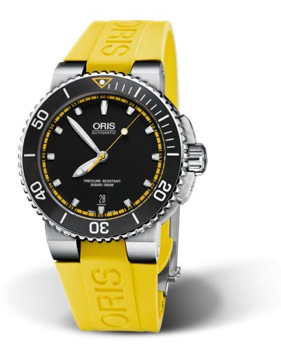 Aquis Date 43 Paslanmaz Çelik / Siyah - Sarı / Kauçuk