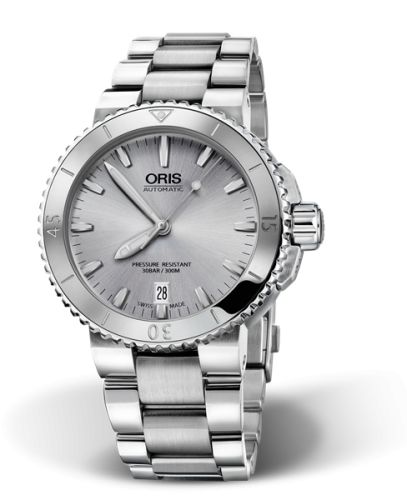 Oris Aquis Date 40 Paslanmaz Çelik / Gümüş / Bilezik, referans 01 733 7676 4141-07 8 21 10P