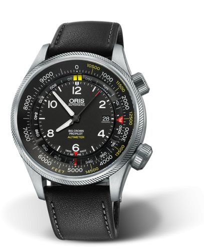 Oris Big Crown ProPilot Altimeter Feet / Siyah Leather 47mm, referans 01 733 7705 4134-Set 5 23 19FC