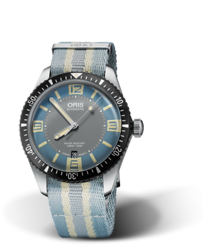 Oris Divers Sixty-Five 40 Paslanmaz Çelik / Deauville Mavi / NATO, referans 01 733 7707 4065-07 5 20 28FC