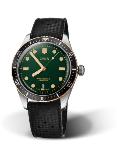 Oris Divers Sixty-Five 40 Paslanmaz Çelik / Bronze / Yeşil / Kauçuk, referans 01 733 7707 4357-07 4 20 18
