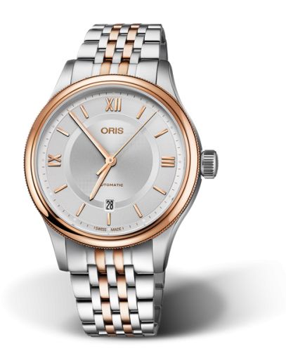 Oris Classic Date 42 Paslanmaz Çelik - Pembe Altın / Gümüş / Bilezik, referans 01 733 7719 4371-07 8 20 12