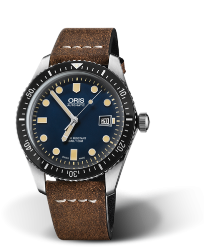 Oris Divers Sixty-Five 42 Paslanmaz Çelik / Mavi / Calf, referans 01 733 7720 4055-07 5 21 02
