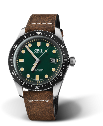 Oris Divers Sixty-Five 42 Paslanmaz Çelik / Yeşil / Calf, referans 01 733 7720 4057-07 5 21 02