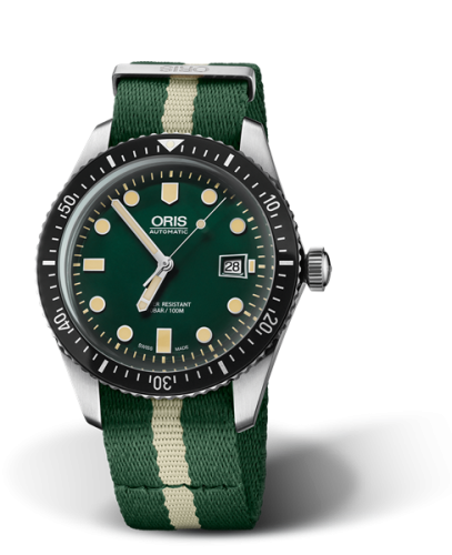 Oris Divers Sixty-Five 42 Paslanmaz Çelik / Yeşil / NATO, referans 01 733 7720 4057-07 5 21 24FC