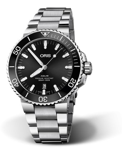 Oris Aquis Date 43.5 Paslanmaz Çelik / Siyah / Bilezik, referans 01 733 7730 4134-07 8 24 05PEB