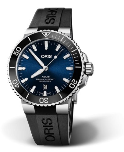 Oris Aquis Date 43 Paslanmaz Çelik / Mavi / Kauçuk, referans 01 733 7730 4135-07 4 24 64EB