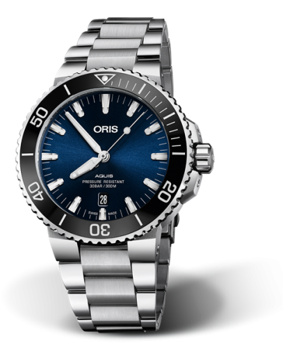 Oris Aquis Date 43 Paslanmaz Çelik / Mavi / Bilezik, referans 01 733 7730 4135-07 8 24 05PEB