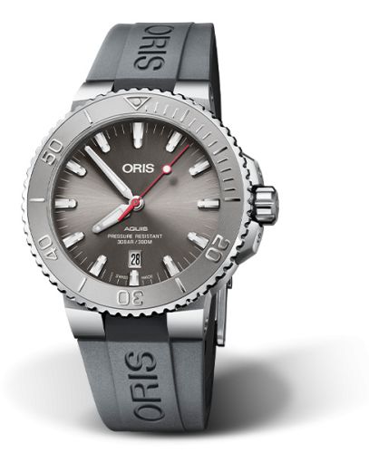 Oris Aquis Date 43.5 Relief Paslanmaz Çelik / Gri / Kauçuk, referans 01 733 7730 4153-07 4 24 63EB