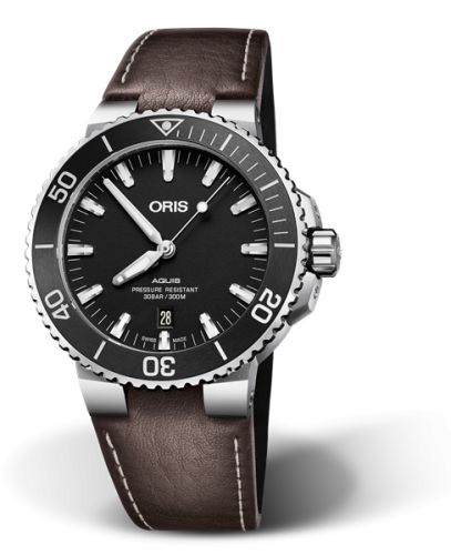 Oris Aquis Date 43.5 Paslanmaz Çelik / Matte Siyah / Calf, referans 01 733 7730 4154-07 5 24 10EB