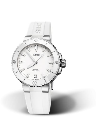 Oris Aquis Date 36.5 Paslanmaz Çelik / Beyaz / Kauçuk, referans 01 733 7731 4151-07 4 18 63FC