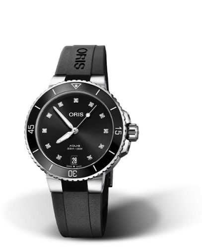 Oris Aquis Date 36.5 Paslanmaz Çelik / Siyah - Elmas / Kauçuk, referans 01 733 7731 4194-07 4 18 64FC