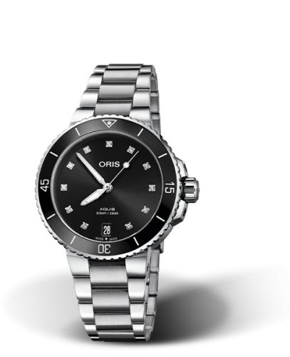 Oris Aquis Date 36.5 Paslanmaz Çelik / Siyah - Elmas / Bilezik, referans 01 733 7731 4194-07 8 18 05P