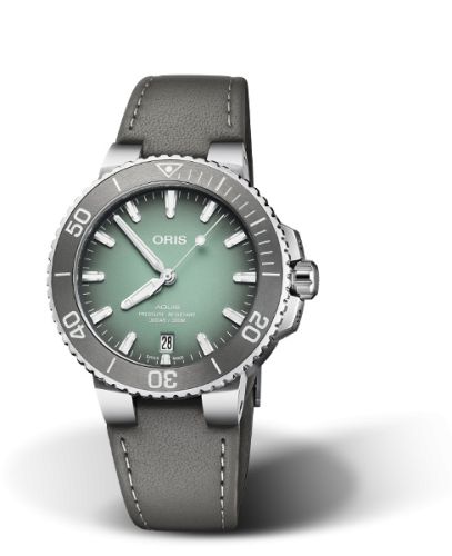 Oris Aquis Date 39.5 Paslanmaz Çelik / Yeşil / Calf, referans 01 733 7732 4137-07 5 21 12FC
