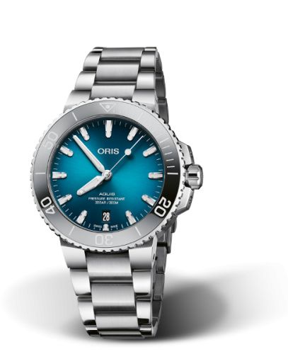 Oris Aquis Date 39.5 Paslanmaz Çelik / Mavi / Bilezik, referans 01 733 7732 4155-07 8 21 05PEB