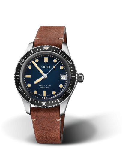 Oris Divers Sixty-Five 36 Paslanmaz Çelik / Mavi / Calf, referans 01 733 7747 4055-07 5 17 45