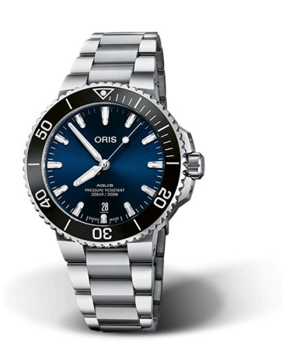 Oris Aquis Date 41.5 Paslanmaz Çelik / Mavi / Bilezik, referans 01 733 7766 4135-07 8 22 05PEB
