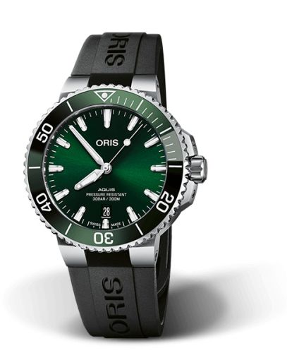 Oris Aquis Date 41.5 Paslanmaz Çelik / Yeşil / Kauçuk, referans 01 733 7766 4157-07 4 22 64FC