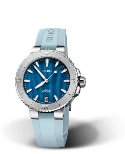 Oris Aquis Date 36.5 Paslanmaz Çelik / Aegean Mavi / Kauçuk, referans 01 733 7770 4155-07 4 18 65FC