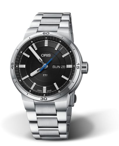 TT1 Day Date Paslanmaz Çelik / Siyah / Bilezik 42 mm