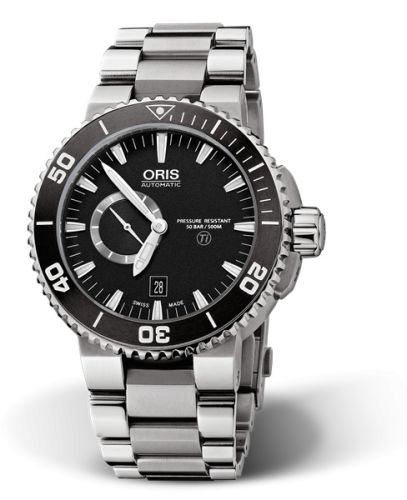 Oris Aquis Titan Small Second - Date Titanyum  / Siyah / Bilezik, referans 01 743 7664 7154-07 8 26 75PEB