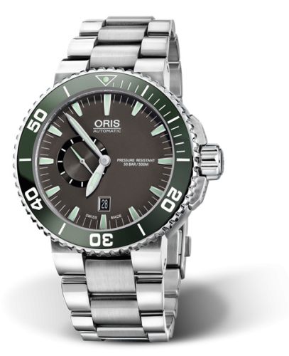 Oris Aquis Küçük Saniye Date 46 Paslanmaz Çelik / Gri / Bilezik, referans 01 743 7673 4137-07 8 26 01PEB
