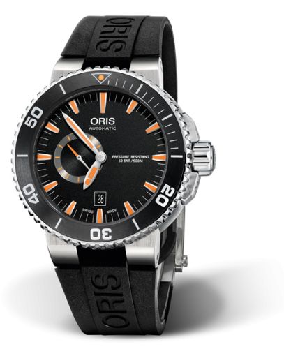 Oris Aquis Küçük Saniye Date 46 Paslanmaz Çelik / Siyah / Kauçuk, referans 01 743 7673 4159-07 4 26 34EB