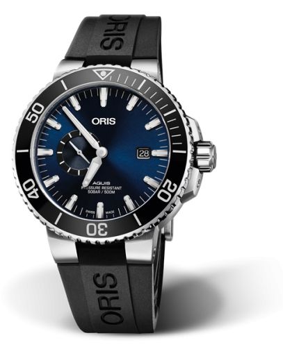 Oris Aquis Küçük Saniye Date 45.5 Paslanmaz Çelik / Mavi / Kauçuk, referans 01 743 7733 4135-07 4 24 64EB