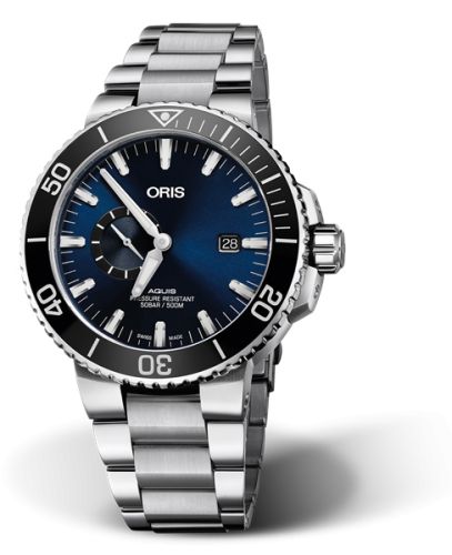 Oris Aquis Küçük Saniye Date 45.5 Paslanmaz Çelik / Mavi / Bilezik, referans 01 743 7733 4135-07 8 24 05PEB