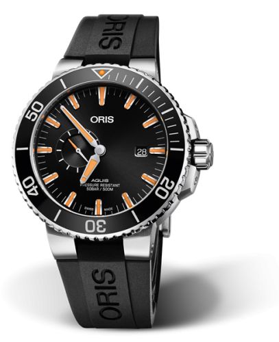 Oris Aquis Küçük Saniye Date 45.5 Paslanmaz Çelik / Siyah / Kauçuk, referans 01 743 7733 4159-07 4 24 64EB