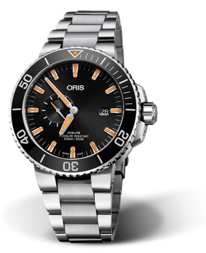 Oris Aquis Küçük Saniye Date 45.5 Paslanmaz Çelik / Siyah / Bilezik, referans 01 743 7733 4159-07 8 24 05PEB