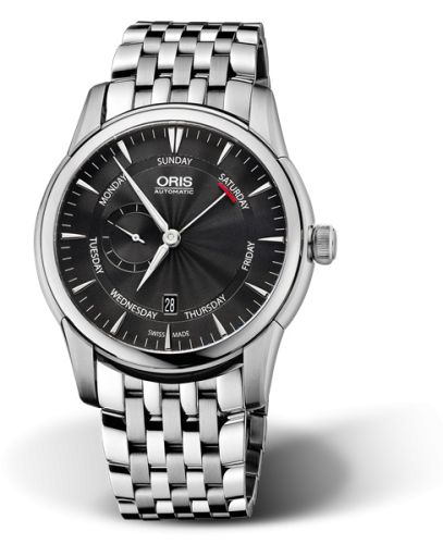 Oris Artelier Small Second Pointer Day 44 Paslanmaz Çelik / Siyah / Bilezik, referans 01 745 7666 4054-07 8 23 77