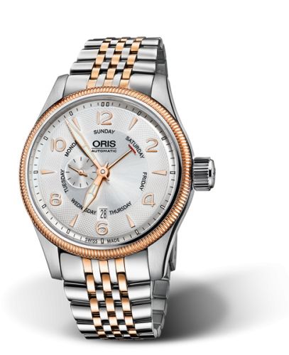 Oris Big Crown Small Second Pointer Day Paslanmaz Çelik - Pembe Altın / Gümüş / Bilezik 44mm, referans 01 745 7688 4361-07 8 22 32