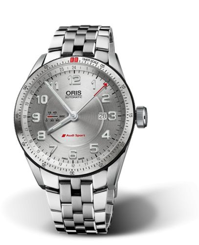 Oris Audi Sport GMT Paslanmaz Çelik / Gümüş / Bilezik 44mm, referans 01 747 7701 4461-07 8 22 85
