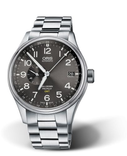 Oris Big Crown ProPilot GMT Paslanmaz Çelik / Gri / Bilezik 45mm, referans 01 748 7710 4063-07 8 22 19