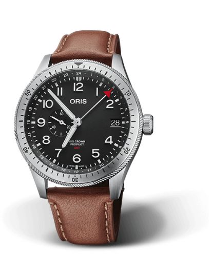 Oris Big Crown ProPilot Timer GMT Paslanmaz Çelik / Siyah / Leather 44mm, referans 01 748 7756 4064-07 5 22 07LC