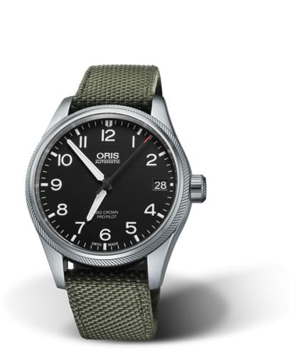 Oris Big Crown ProPilot Big Date Paslanmaz Çelik / Siyah / Yeşil Textile 41mm, referans 01 751 7697 4164-07 5 20 14FC